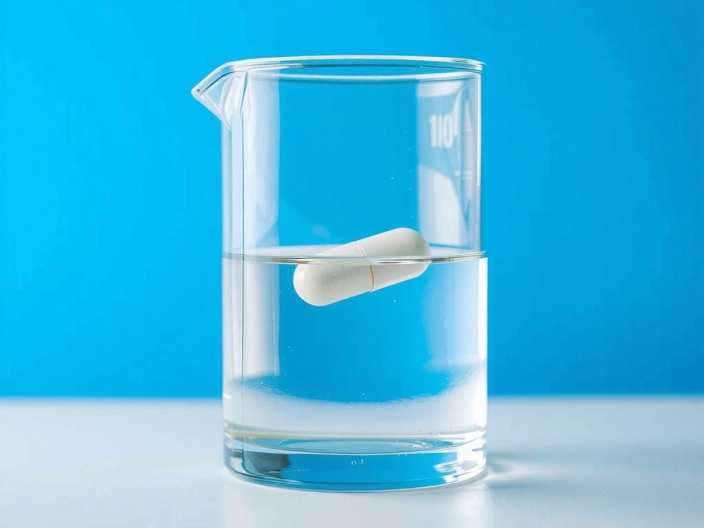 Futuristic capsule dissolving in water